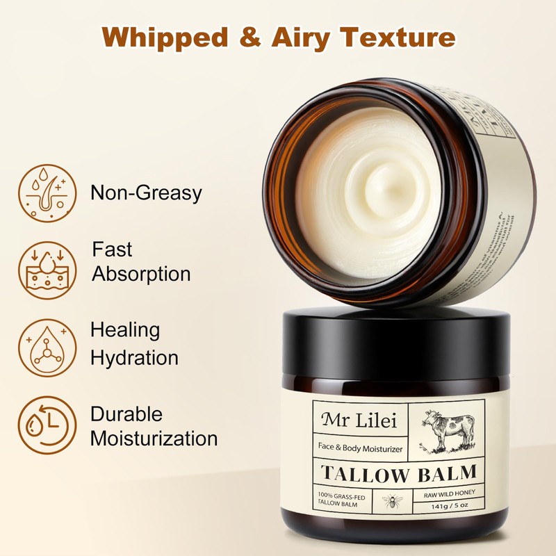 Beef Tallow for Skin, Beef Tallow & Honey Balm, Face