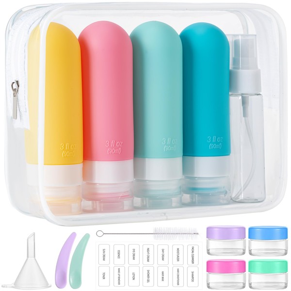 MODENGKONGJIAN 16pack Travel Bottles for Toiletries, TSA Approved LeakProof Squeezable