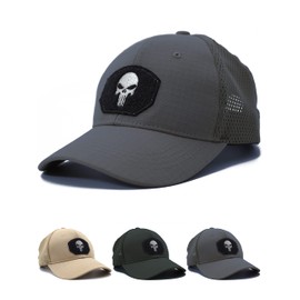 Militar Fury Gorra para Hombre táctica Cerrada Logo Calavera, Gorra Parche Calavera, Gorra Beisbol Ajustable para Hombre, Regalo para Hombre o Mujer (Gris)