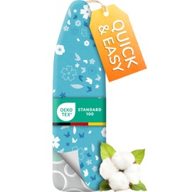 smart&gentle Super Thick Turbo Ironing Board Cover with Padding - 50% Faster High Speed Heat Reflection - Made in Germany - 100% Cotton Top - Love&Liberty-Line 15x54