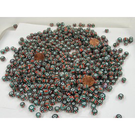 Handmade 2 Pounds Rondelle India Handmade Chevron Glass Beads Wholesale Bulk (TNT-6)