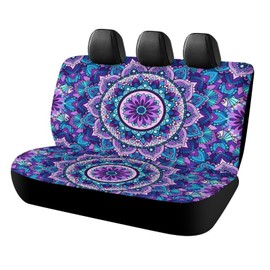 Delerain Car Rear Seat Covers, Mandala Purple Car Backseat Protector Universal Back Seats Vehicle Enterior Protector Suitable Fits Most Car Auto SUV Sedan Trucks
