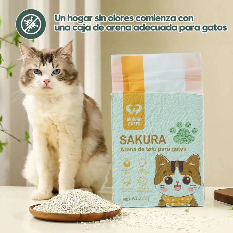 3pcs Tofu Arena Para Gatos 6 Litros Te Verde