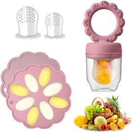 Fruchtsauger Baby,Fruchtsauger für Baby,Fruchtsauger Baby ab 6 monate, Zahnungshilfe Baby Baby Schnuller Fruchtsauger (Rose Pink)