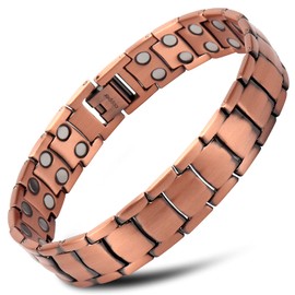 THE NORTH RING® 99.9% Pure Copper Magnetic Bracelet - 3000 Gauss Magnetic Copper Bracelets for Men - Double-Row Strong Magnets - Adjustable Length With Adjusting Tool