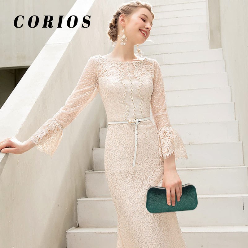 CORIOS Velvet Evening Bag for Women Glitter Clutch Bag Sparkly