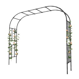 Carotex Garden Arch, 98.5’’x94.5’’ Arbor Trellis, Garden Arch Trellis for Climbing Plants Outdoor, Arbor for Flower, Climbing Vine Vegetable, Fruit and Lawn(Black)