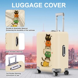 ANNA QUEEN Stacked Cute Cats Luggage Cover, Fun Cat Pile Design, Stretchable, Washable Travel Protector for 24-26 Inch Suitcases