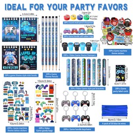 Sayglossy 251 Pcs Cool Video Game Party Favors Set Includes Gift Bags Pencils Notebook Sharpener Slap Bracelets Rings Keychains Tattoo Gaming Stickers Stamper Gamer Party Favors Birthday