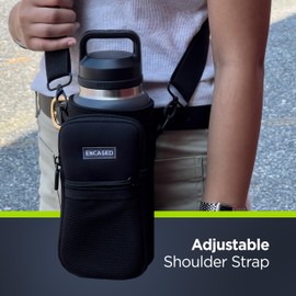 Insulated Carrier Bag Designed for YETI Rambler 36oz Water Bottle with Large Storage Pocket, Hand Strap and Padded Shoulder Sling, Travel Sleeve for Phone Storage and Accessories (Neoprene)