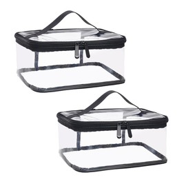 Augbunny Multifunctional PVC Storage Bag Waterproof Cosmetic Bag Portable Travel Handbag Toiletry with Double Zipper 2-Pack