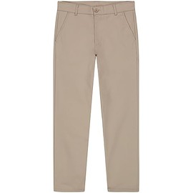 Nautica Boys' School Uniform Flat Front Twill Pant, Khaki, 12