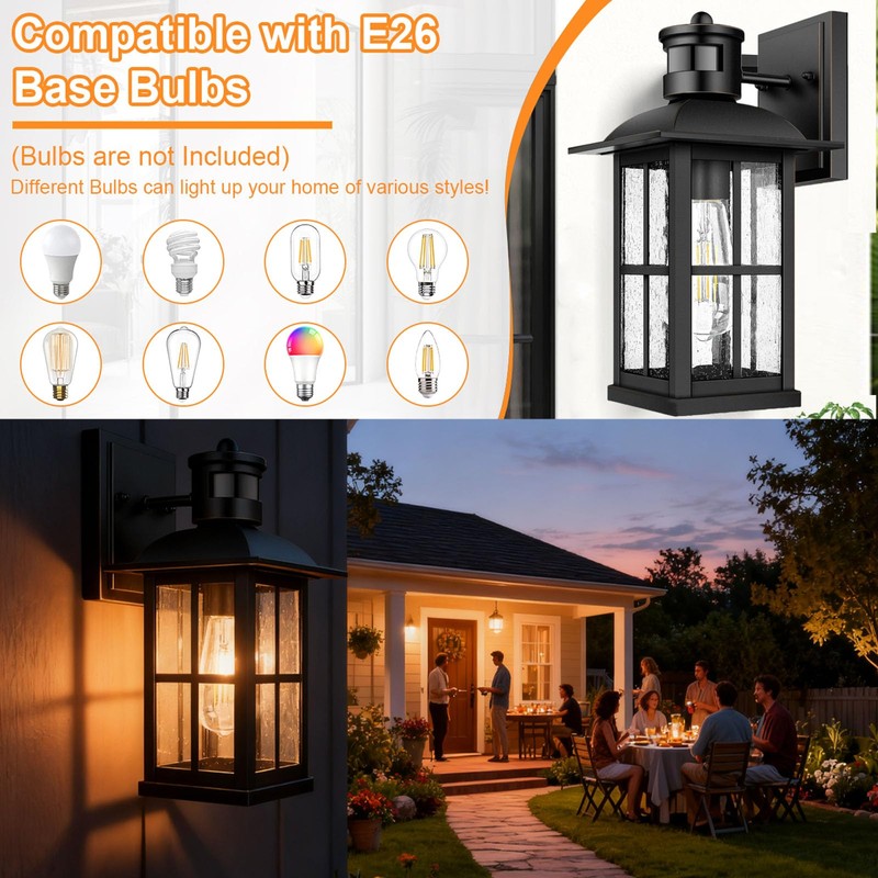 Superyofo 15inch Large Outdoor Wall Lights,Modern Black Exterior Wall Light