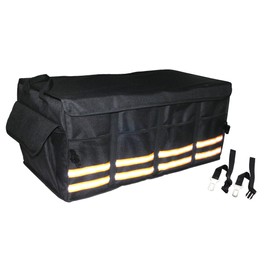 Trunk Organizer for SUV, Truck, Minivan Adjustable Compartments Foldable Portable Trunk Organizer, Heavy Duty Car Organizer, Removable Flexible Storage Groceries Bag (BLACK, 4 IN 1)