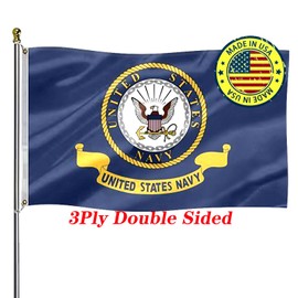 Navy Flag 3x5 Heavy Duty Outdoor Double Sided,3 Ply 200D Heavy Duty Polyester Navy Military Flags-Waterproof and Fade Resistant With a Strong Oxford Cloth Header and 2 Brass Grommets are Very Durable