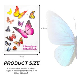 SHMZK Butterfly Vinyl Car Stickers, Cute 3D Creative Butterfly Cars Decals Scratch Covers, Removable Butterflies Bumper Stickers for Women Girls (Style 5)