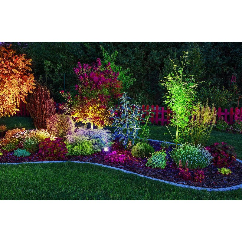 Lunartec Solar Garden Plug: RGB CCT LED Spot with Bluetooth,