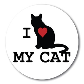 Magnet Me Up I Love My Cat Magnet Decal, 5-inch Round, Red, White, and Black, Heavy Duty Automotive Vinyl Magnet for Car, Truck, SUV, or Any Other Magnetic Surface