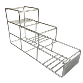 Rattleware Heavy-Duty 3-Slot Stainless Steel Syrup Bottle Rack (12.6” x 6.7” x 4”) - Organized, Bottle Rack for Baristas - Perfect for Your Bar Countertop