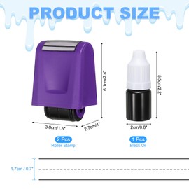 PATIKIL 2Pcs Dashed Handwriting Lines Practice Roller Stamp, Self Inking Line Rolling Stamps Sentence Strips Handwriting Practice for Teachers Classroom Office Home, Purple