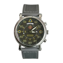 [ARTSTATE AS3293]カーキ アビエーション メンズ電波腕時計,デイデイト機能搭載,売上はUNICEFに全額寄付 TPUストラップ,長いバッテリー寿命