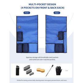 Harrison Howard Saddle Rack Saver with Storage Pockets Horse Tack Storage Accessory for Portable Saddle Rack Horse Stable Supplies Tack Organizer Champion Blue