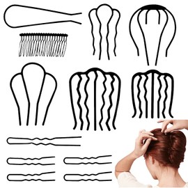 12Pcs Hair Accessories for Updo Bun French Twist - Metal Hair Pins, Combs for Women, Girls, Styling Gifts for Party, Wedding, Daily Use