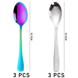 6 Pack Tea Spoons, 13.7cm Stainless Steel Tea Spoon, Rainbow Tea Spoon, Coffee Spoon, Ice Cream Spoon, Dessert Spoon, Dishwasher Safe