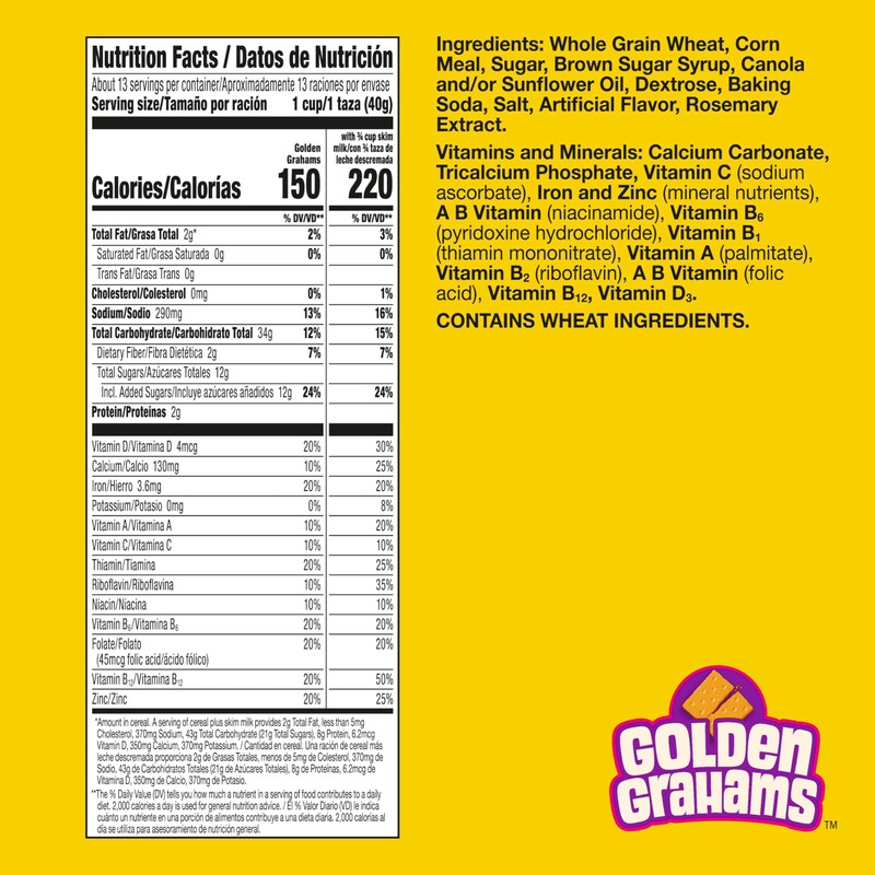 Golden Grahams Breakfast Cereal, Graham Cracker Taste, Made with Whole