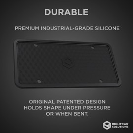 Rightcar Solutions Silicone License Plate Frame | The Original Premium Grade Silicone Car Plate Frame | Rust Proof, Rattle Proof, Weather Proof License Plate Holder (Black)