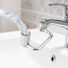 Extensor de Grifo Universal en Forma de U con Rotación 1440°, 2 Modos Rociado Ajustables Aireador Grifo 360° para Fregadero Cocina y Baño (Plateado)