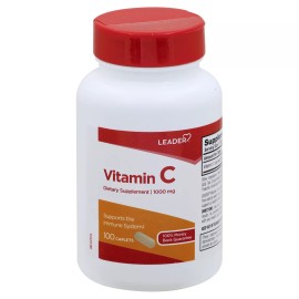Leader Vitamin C Dietary Supplement Caplets 1000 mg Immune System Support 100 Ct