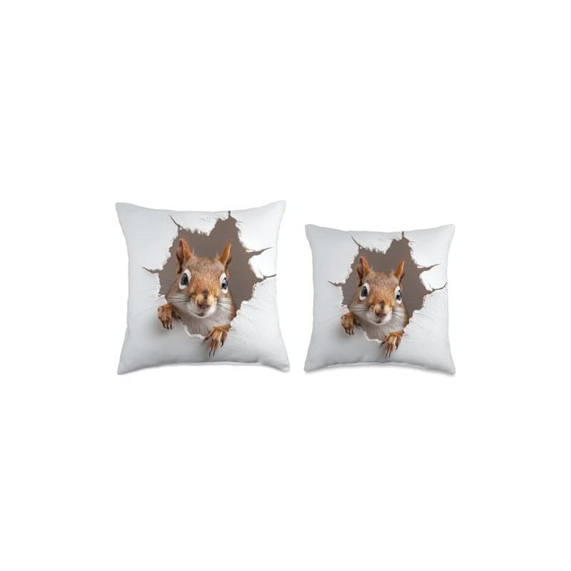 Funny Squirrel Face Mischievous Squirrel Animal Lover Throw Pillow