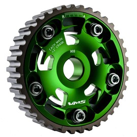 VMS RACING Adjustable Fang CAM GEAR in GREEN Anodized Machined CNC Billet Aluminum Compatible with Honda Civic D15 D16 1.5L 1.6L SOHC 96-00 1996-2001
