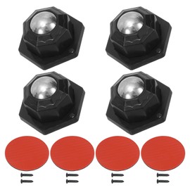 PATIKIL 3/4 Inch Self Adhesive Paste Caster Wheels, 4 Set 360 Degree Low Profile Swivel Universal Wheel with Stainless Steel Ball Bearing for Kitchen Furniture Storage Box Bin, Black