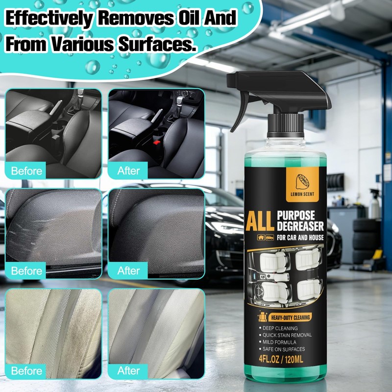 rexibuz 2Pcs All Purpose Degreaser for Car and House,Lemon Scent,Heavy-Duty