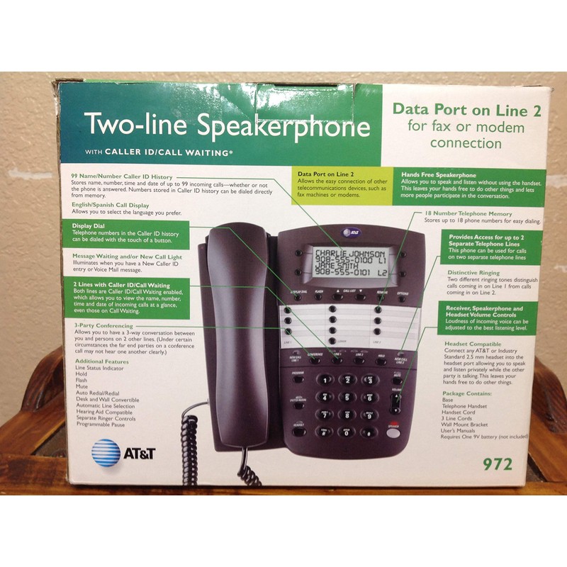 AT&T 972 2-Line Speakerphone with Caller ID (Espresso)