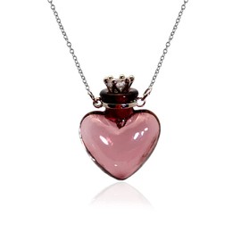 1PC 1PC Colorful Heart Vial Perfume Bottle Necklaces Stainless Steel Chain Make a Wish Aroma Essential Oil Diffuser Pendant necklace Women Jewelry (Dark Purple Heart)