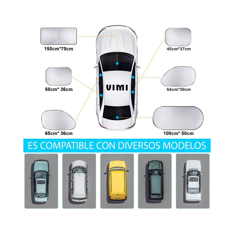 Vimi Set De Parasoles De Ventanillas para Automóvil 6 Piezas