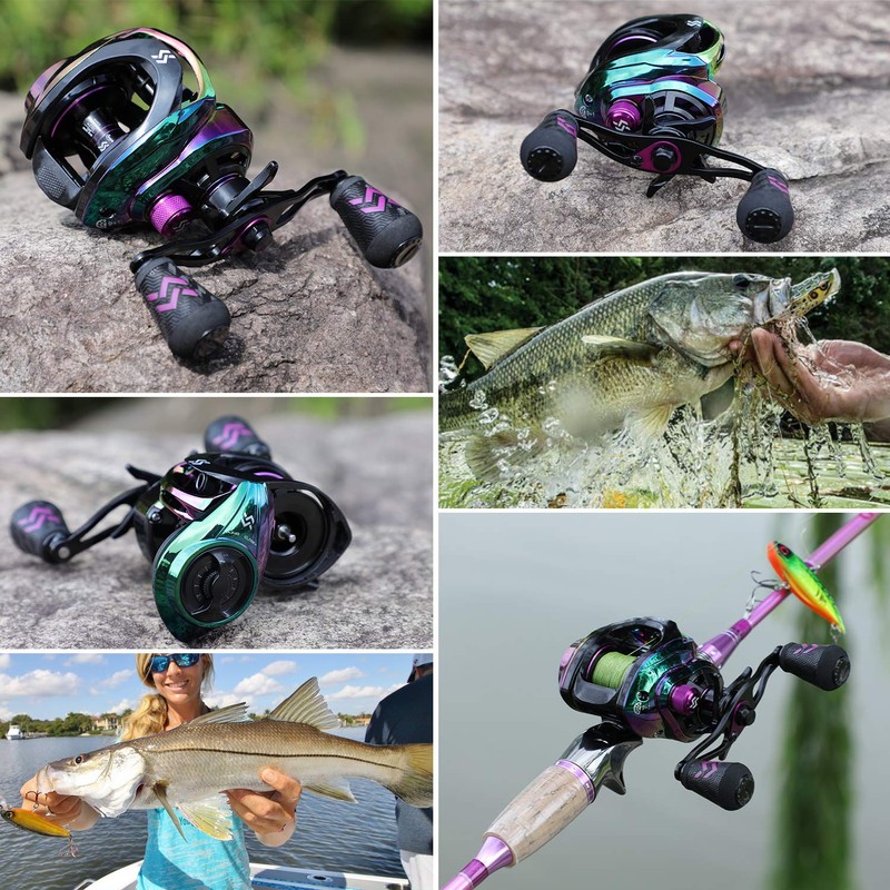 Sougayilang Baitcasting Reels - Colorful Fishing Reel, 8.0：1 Gear Ratios,
