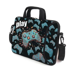 AMARY 15.4" 15.6" laptop sleeve adjustable shoulder strap with handle accessory pocket for men women (Games-1)