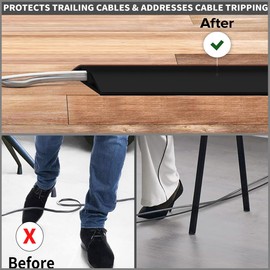 Flexible Small Cable Duct Cable Bridge Floor, Floor Cable Duct, 2 m x 3 cm Hose Bridge Floor Cable Cover, Cable Duct Floor Flat Cable Protection for Offices, Homes, Warehouses, Hotels, etc. (Black)