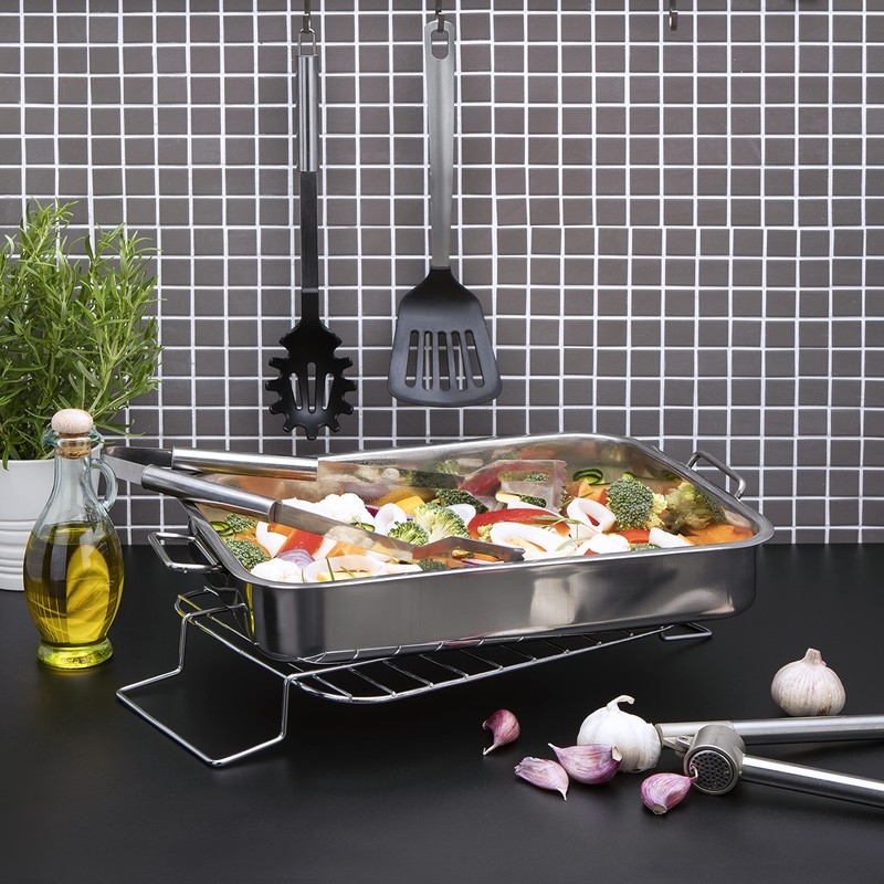 Pendeford Housewares 30 cm Stainless Steel Roasting Dish, Multi-Colour