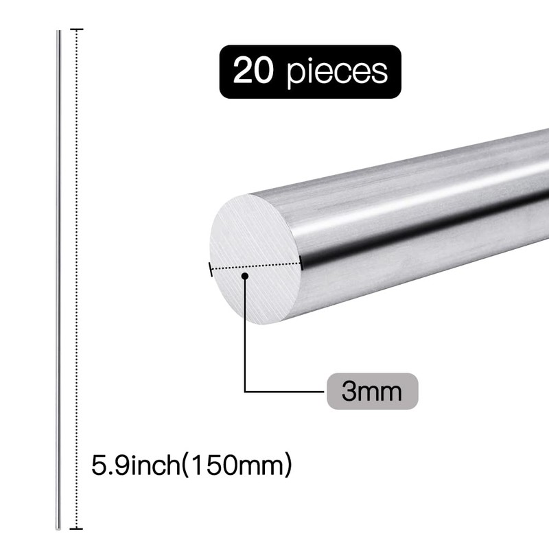 Feelers Aluminum Round Rod 1/8"(3mm) Diameter 6061 Aluminum Solid Stick