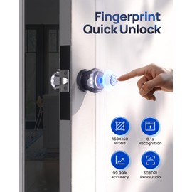 LOCTIAN Smart Door Knob 3 in 1 Fingerprint Smart Lock APP Control Keyless Type-C Entry Emergency Charging Biometric Lock for Bedrooms Cloakroom Apartments Hotels