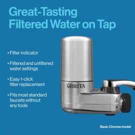 Brita Chrome Faucet Mount Filter System w/ 2 Filters & Filter Indicator