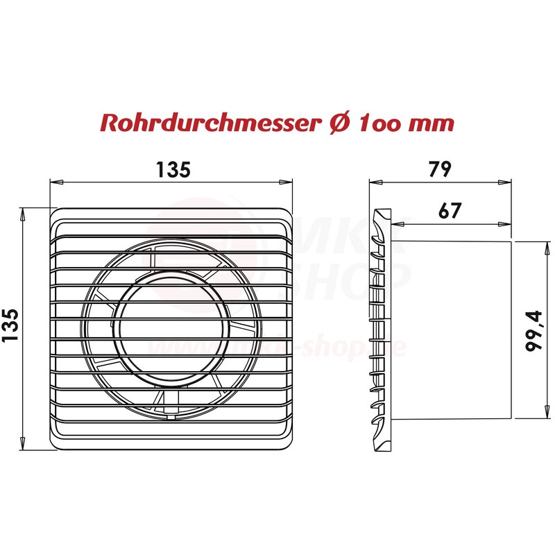 MKK-PLANET Bathroom Fan Diameter 100 mm White with Timer /