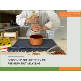 COTTON FARM FROM MEDITERRANEAN Cotton Farm C XL Nut Milk Bag (Cheesecloth Bag) C 14x14 Inch, All Purpose Bag for Cheese Making, Straining, Storage, Sprouting and more, 100% Unbleached Cotton, Washable & Reusable