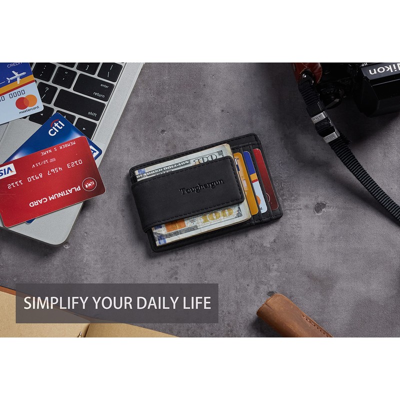 Toughergun Slim Wallet for Men RFID Blocking Money Clip, Minimalist