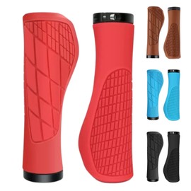 ANDINUS Ergonomische Griffe aus Gummi für MTB/City, 132 mm, weicher und bequemer Griff, verstellbare Klemme für mehr Kontrolle und Stabilität, (blau/rot/schwarz/braun)